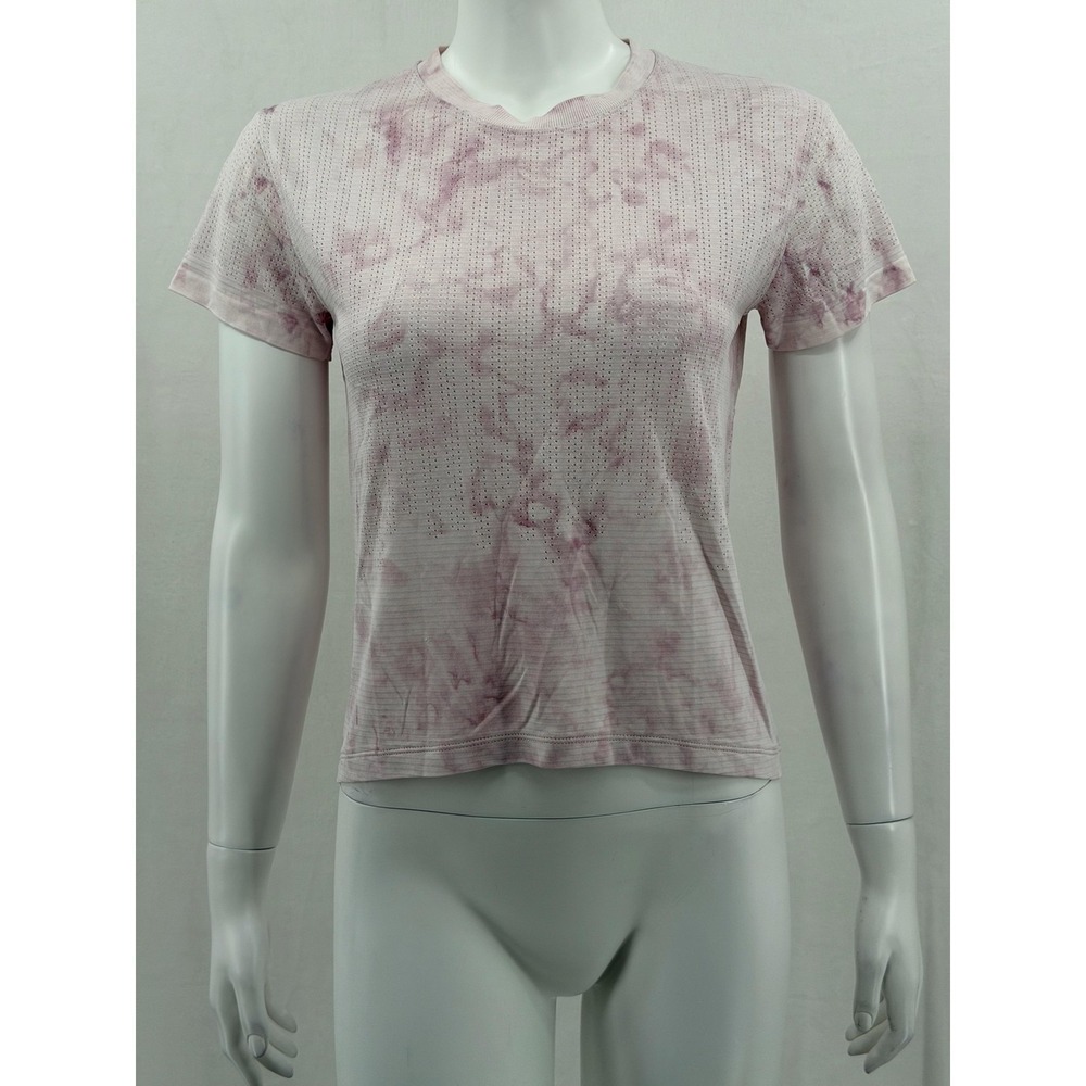 Lululemon Top Womens 6 Train to Be Short Sleeve Rainstripe Training Gym Workout